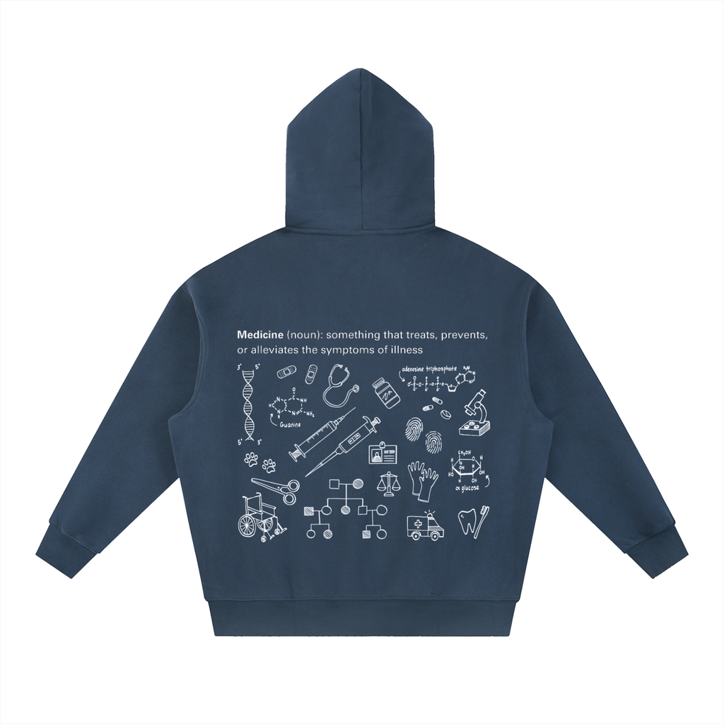 Navy Hoodie w/ White Design