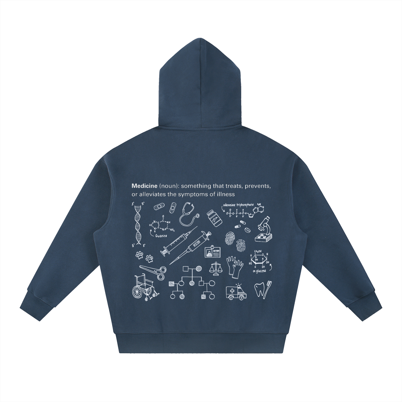 Navy Hoodie w/ White Design