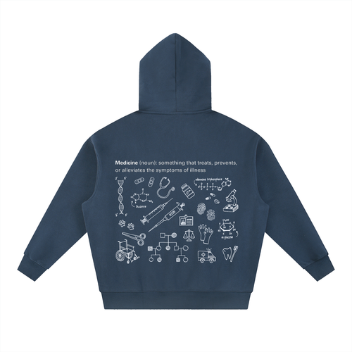 Navy Hoodie w/ White Design